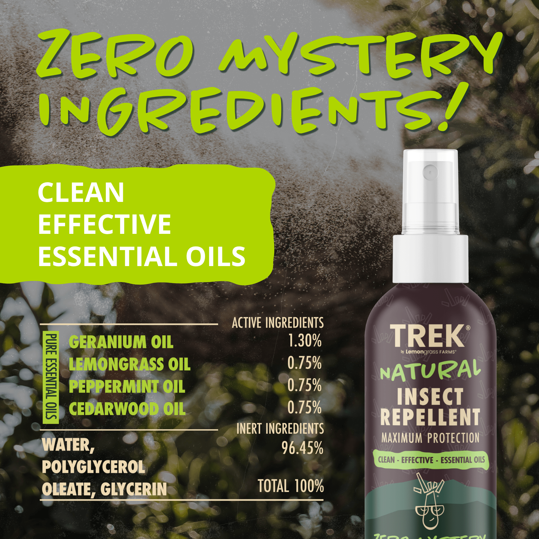 TREK® Maximum Protection Natural Insect Repellent 3oz - Lemongrass Farms